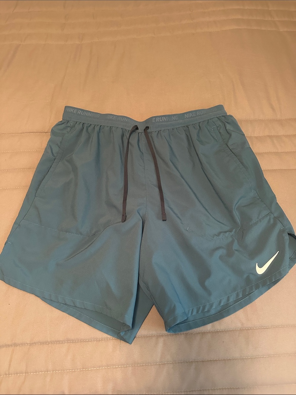 Nike Men's Teal Athletic Running Shorts with Drawstring